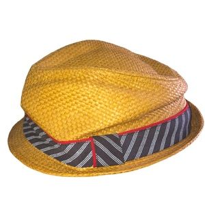 Paper Straw Blue Accent Fedora Hat